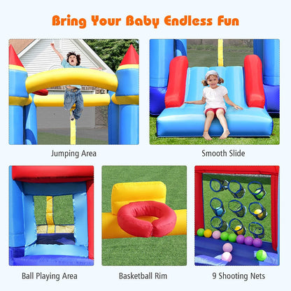 Castle Slide Inflatable Bounce House with Ball Pit and Basketball Hoop, Multicolor Bounce House at Gallery Canada