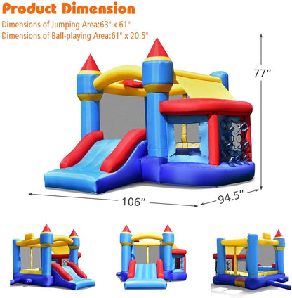Castle Slide Inflatable Bounce House with Ball Pit and Basketball Hoop, Multicolor Bounce House at Gallery Canada