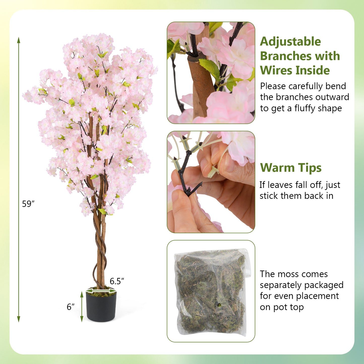 5 FT Artificial Cherry Blossom Tree, 2 Pack, Pink Faux Plants at Gallery Canada