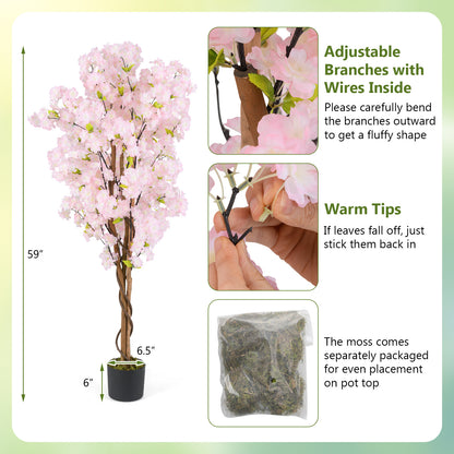 5 FT Artificial Cherry Blossom Tree, 2 Pack, Pink Faux Plants at Gallery Canada