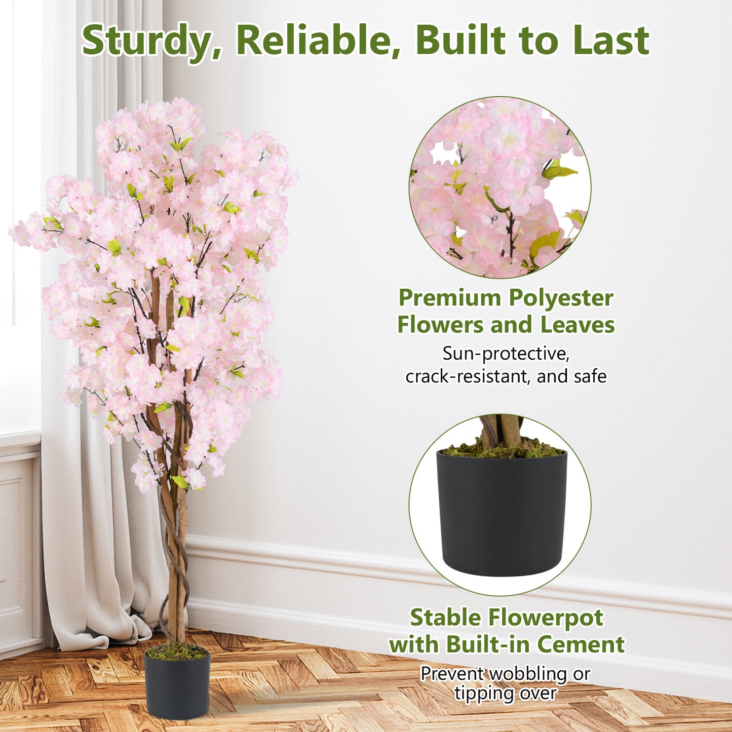 5 FT Artificial Cherry Blossom Tree, 2 Pack, Pink Faux Plants at Gallery Canada