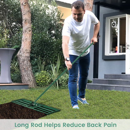 42 x 10 Inch Lawn Leveling Rake with Ergonomic Handle, Green Garden Tools at Gallery Canada