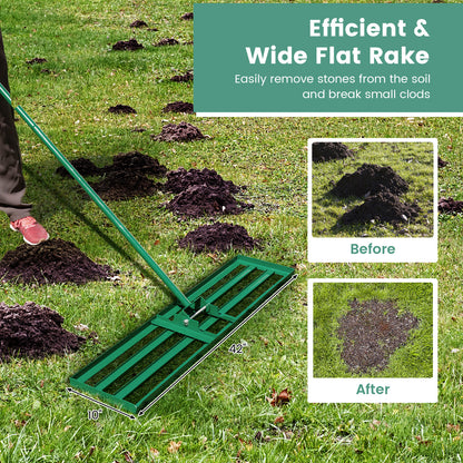 42 x 10 Inch Lawn Leveling Rake with Ergonomic Handle, Green Garden Tools at Gallery Canada