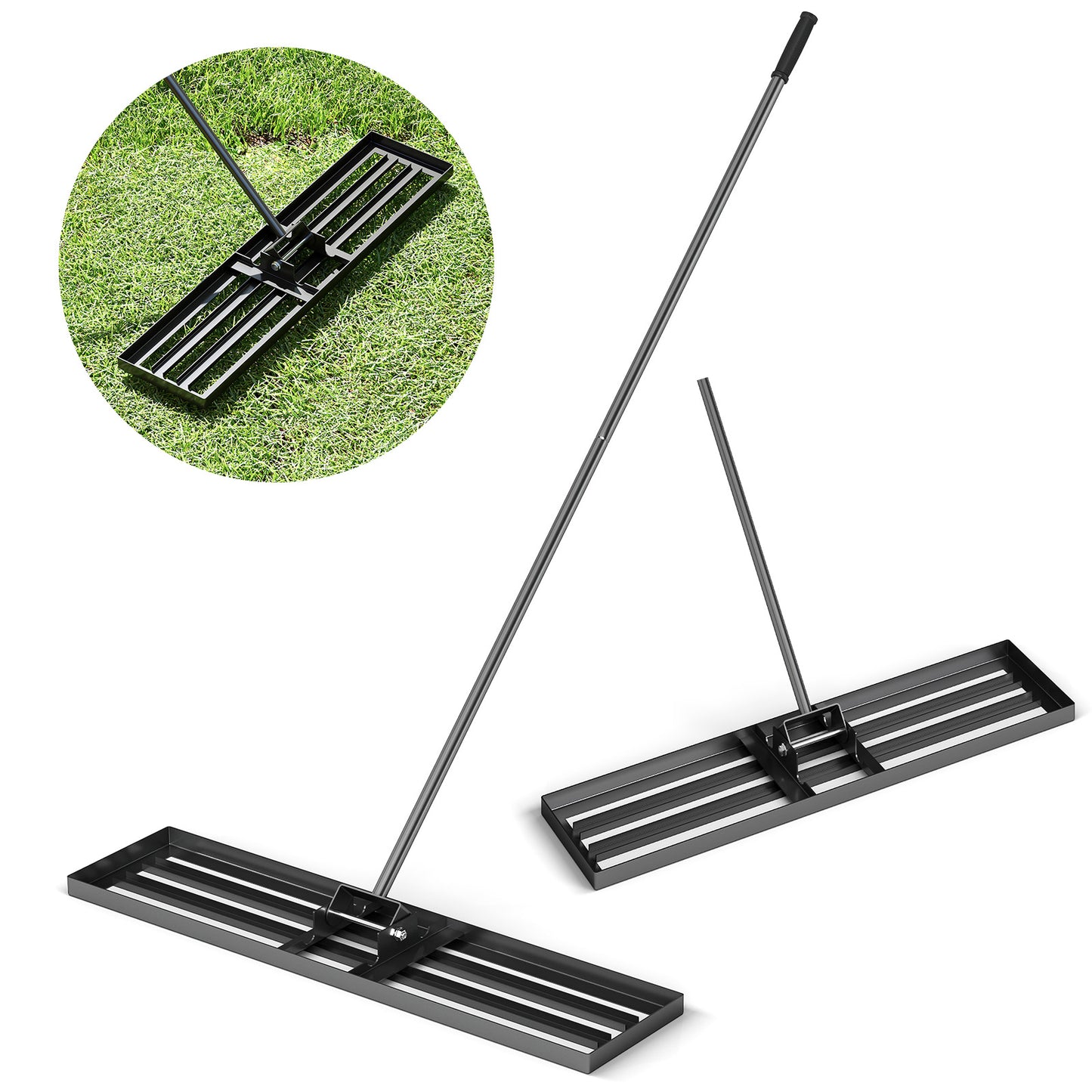 42 x 10 Inch Lawn Leveling Rake with Ergonomic Handle, Black Lawn Care Tools at Gallery Canada