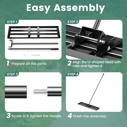 42 x 10 Inch Lawn Leveling Rake with Ergonomic Handle, Black Lawn Care Tools at Gallery Canada