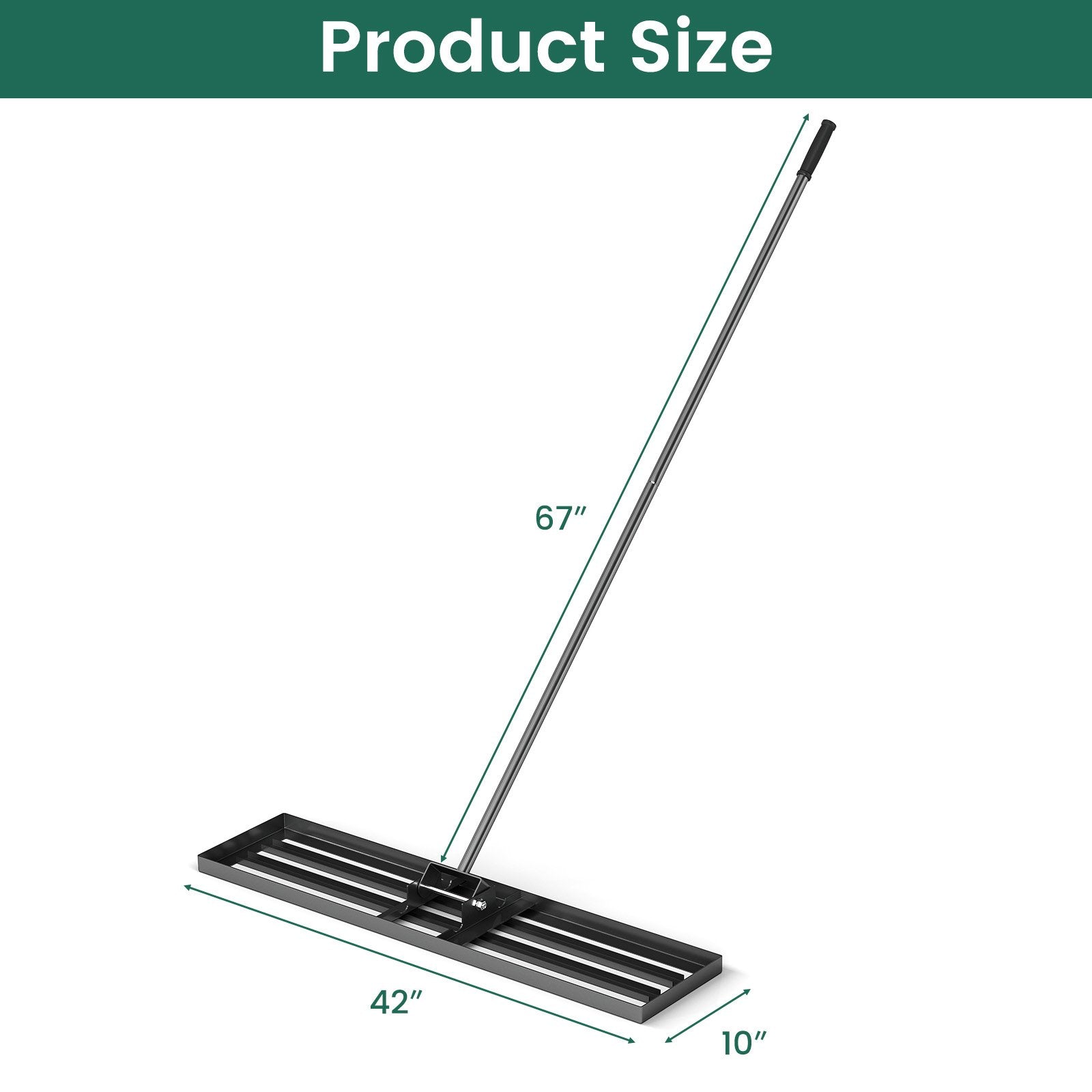 42 x 10 Inch Lawn Leveling Rake with Ergonomic Handle, Black Lawn Care Tools at Gallery Canada