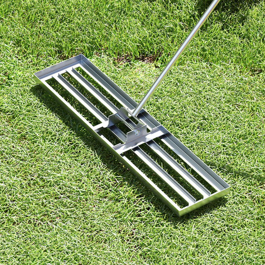 42 x 10 Inch Lawn Leveling Rake with Ergonomic Handle, Silver Lawn Care Tools Silver at Gallery Canada