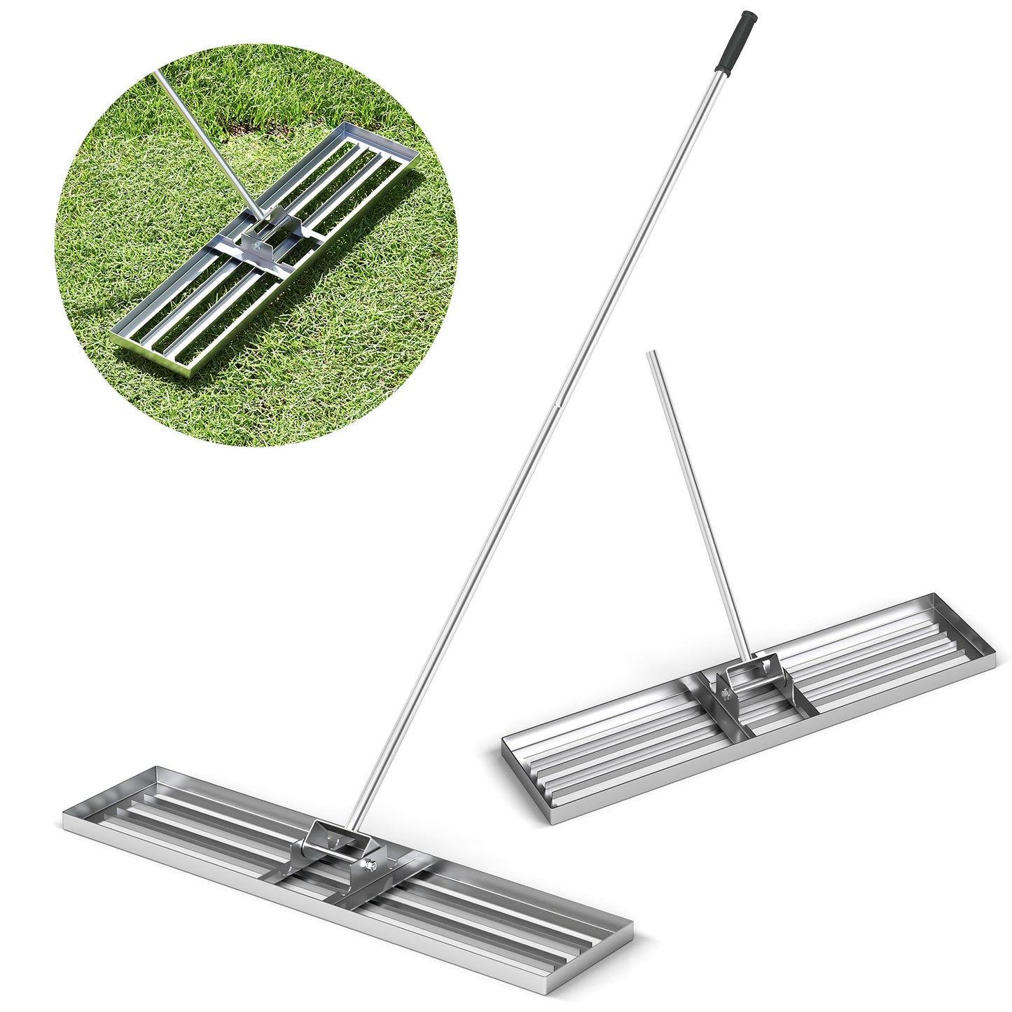 42 x 10 Inch Lawn Leveling Rake with Ergonomic Handle, Silver Lawn Care Tools at Gallery Canada