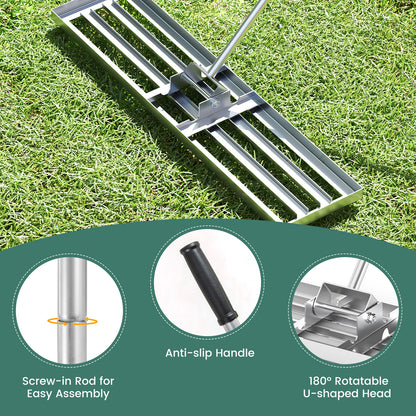 42 x 10 Inch Lawn Leveling Rake with Ergonomic Handle, Silver Lawn Care Tools at Gallery Canada