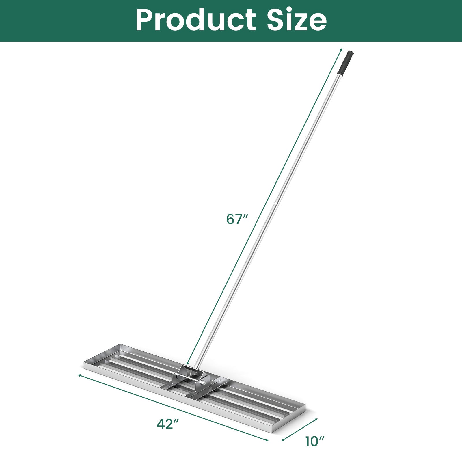 42 x 10 Inch Lawn Leveling Rake with Ergonomic Handle, Silver Lawn Care Tools at Gallery Canada