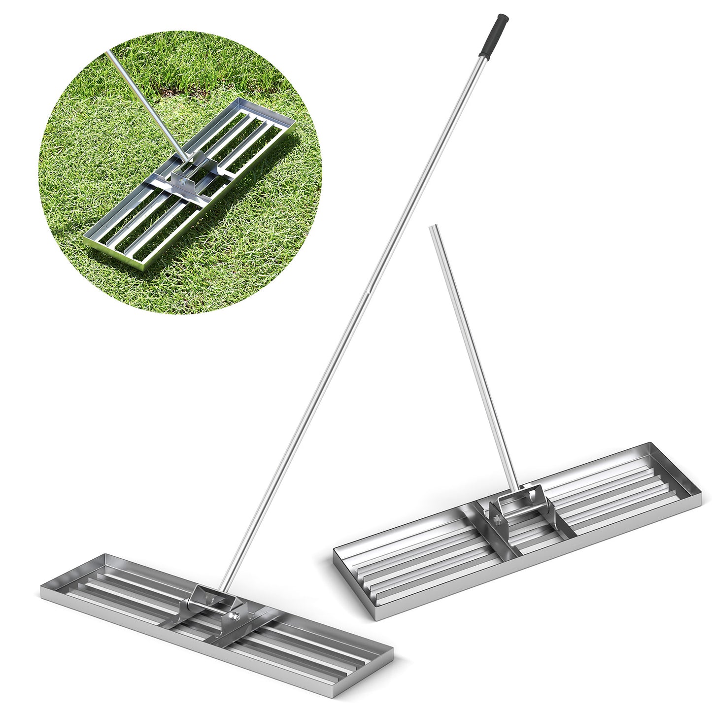 36 x 10 Inch Lawn Leveling Rake with Ergonomic Handle, Silver Lawn Care Tools at Gallery Canada