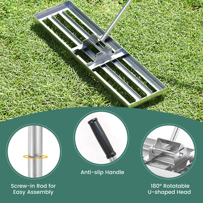 36 x 10 Inch Lawn Leveling Rake with Ergonomic Handle, Silver Lawn Care Tools at Gallery Canada