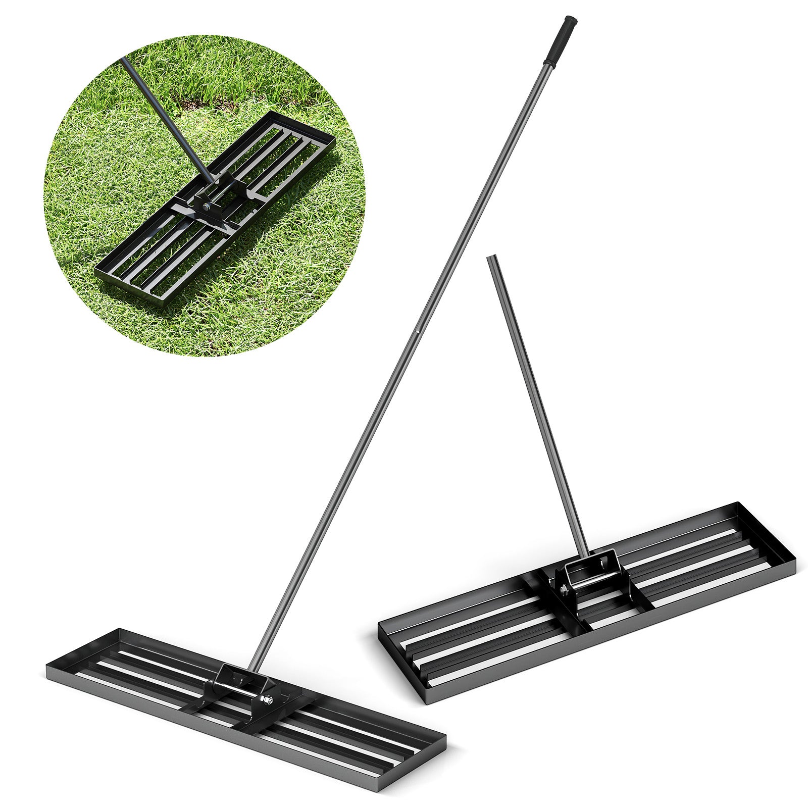 36 x 10 Inch Lawn Leveling Rake with Ergonomic Handle, Black Lawn Care Tools at Gallery Canada
