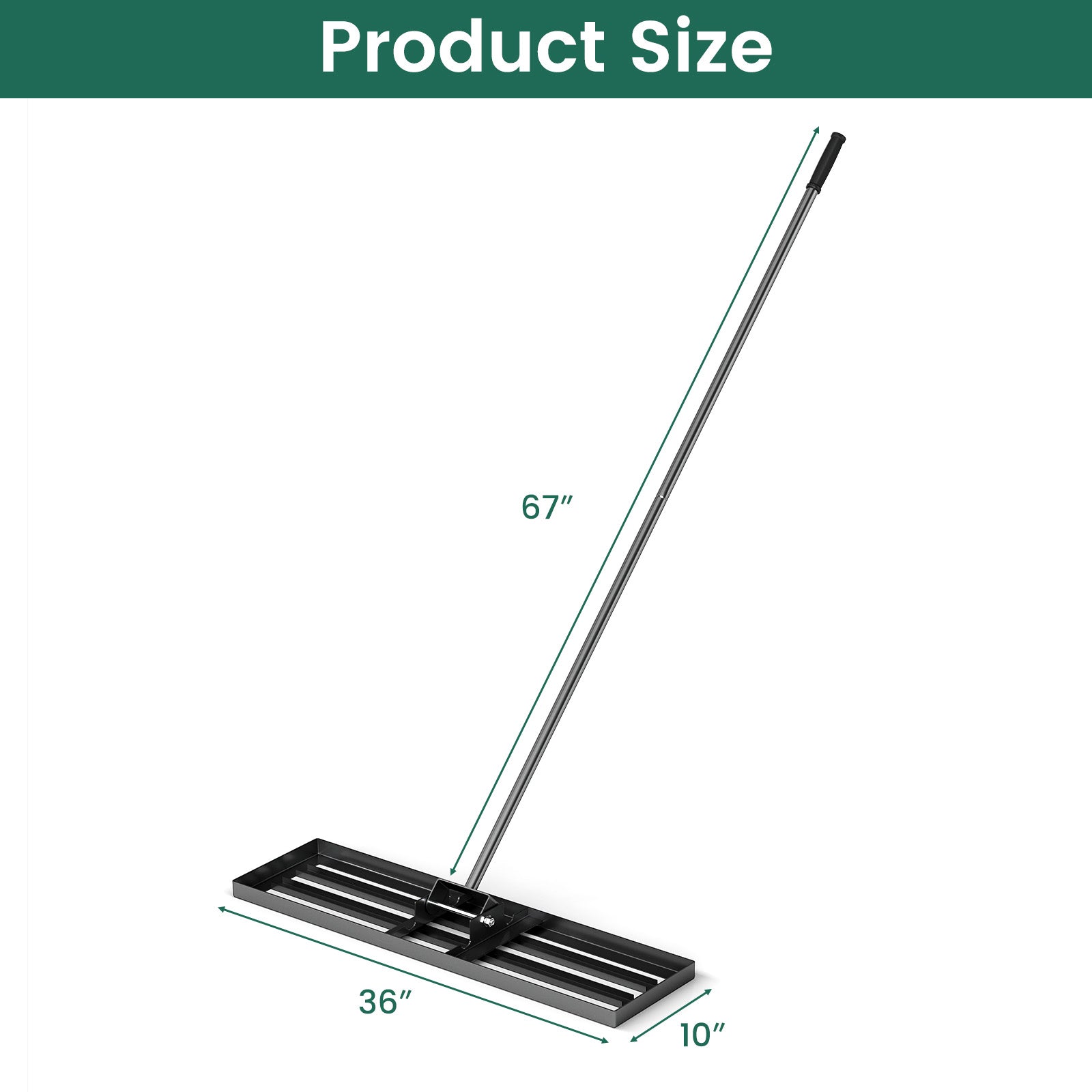 36 x 10 Inch Lawn Leveling Rake with Ergonomic Handle, Black Lawn Care Tools at Gallery Canada