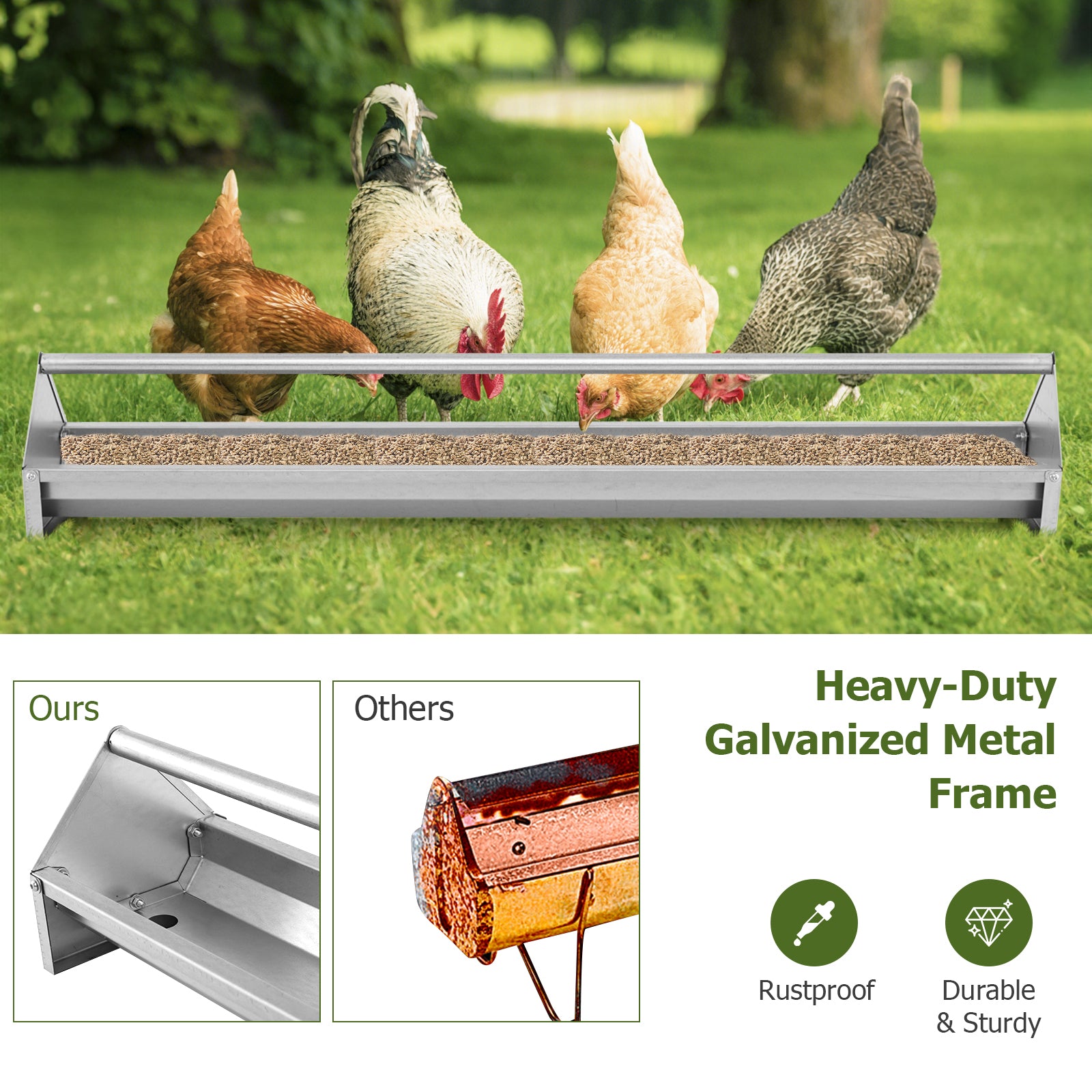 Metal Chicken Feeder With Drainage Holes, Silver Chicken Coops at Gallery Canada