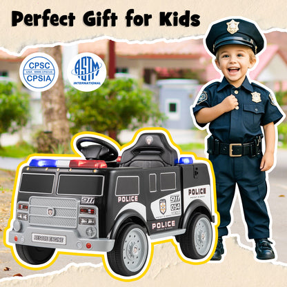 12V Battery Powered Electric Vehicle with 3 Speeds and Megaphone, Black Powered Ride On Toys at Gallery Canada