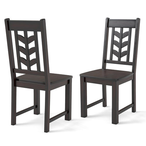 Kitchen Side Dining Chair Set Of 2, Rubber Wood Frame, Rustic, Brown