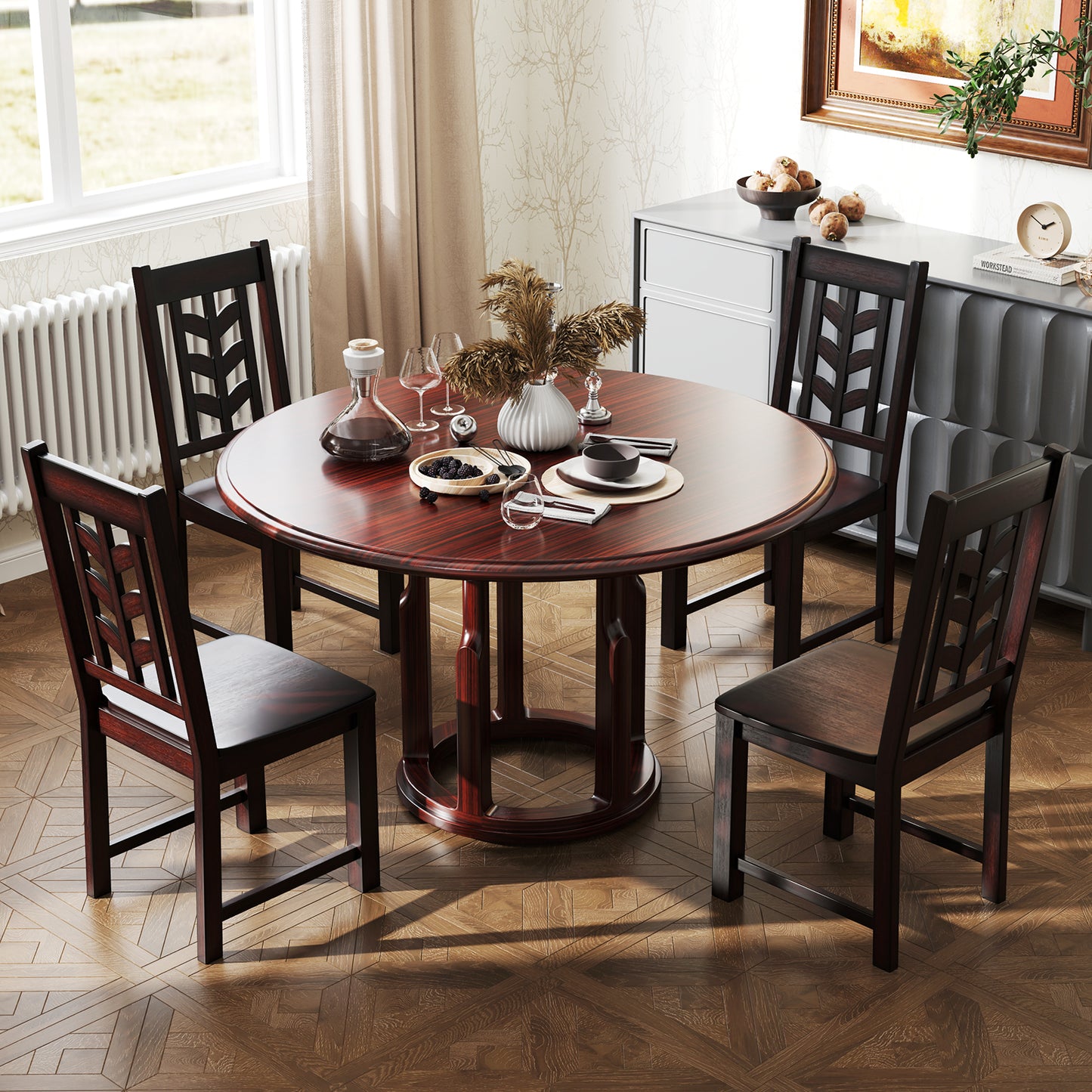 Kitchen Side Dining Chair Set Of 2, Rubber Wood Frame, Rustic, Brown Dining Chairs at Gallery Canada