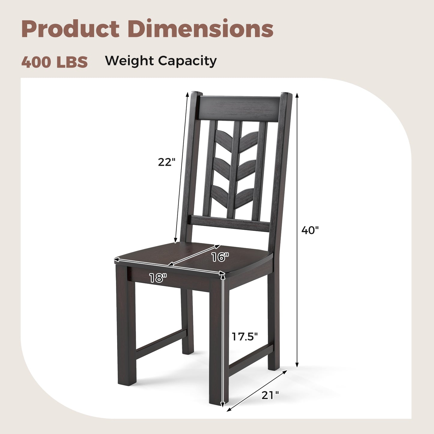Kitchen Side Dining Chair Set Of 2, Rubber Wood Frame, Rustic, Brown Dining Chairs at Gallery Canada