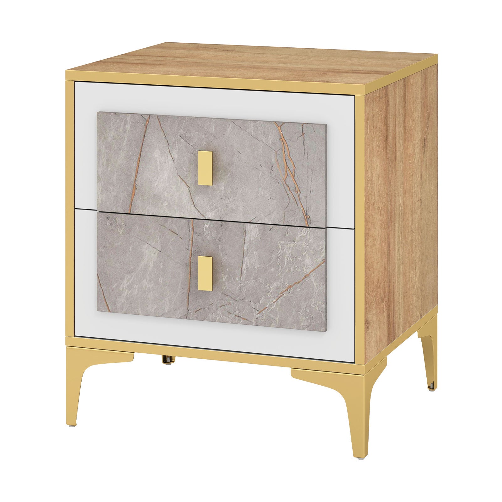 Nightstand with 2 Pull-out Drawers for Living Room Bedroom, Natural Nightstands Natural at Gallery Canada