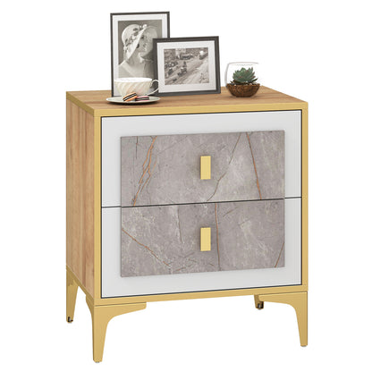 Nightstand with 2 Pull-out Drawers for Living Room Bedroom, Natural Nightstands at Gallery Canada