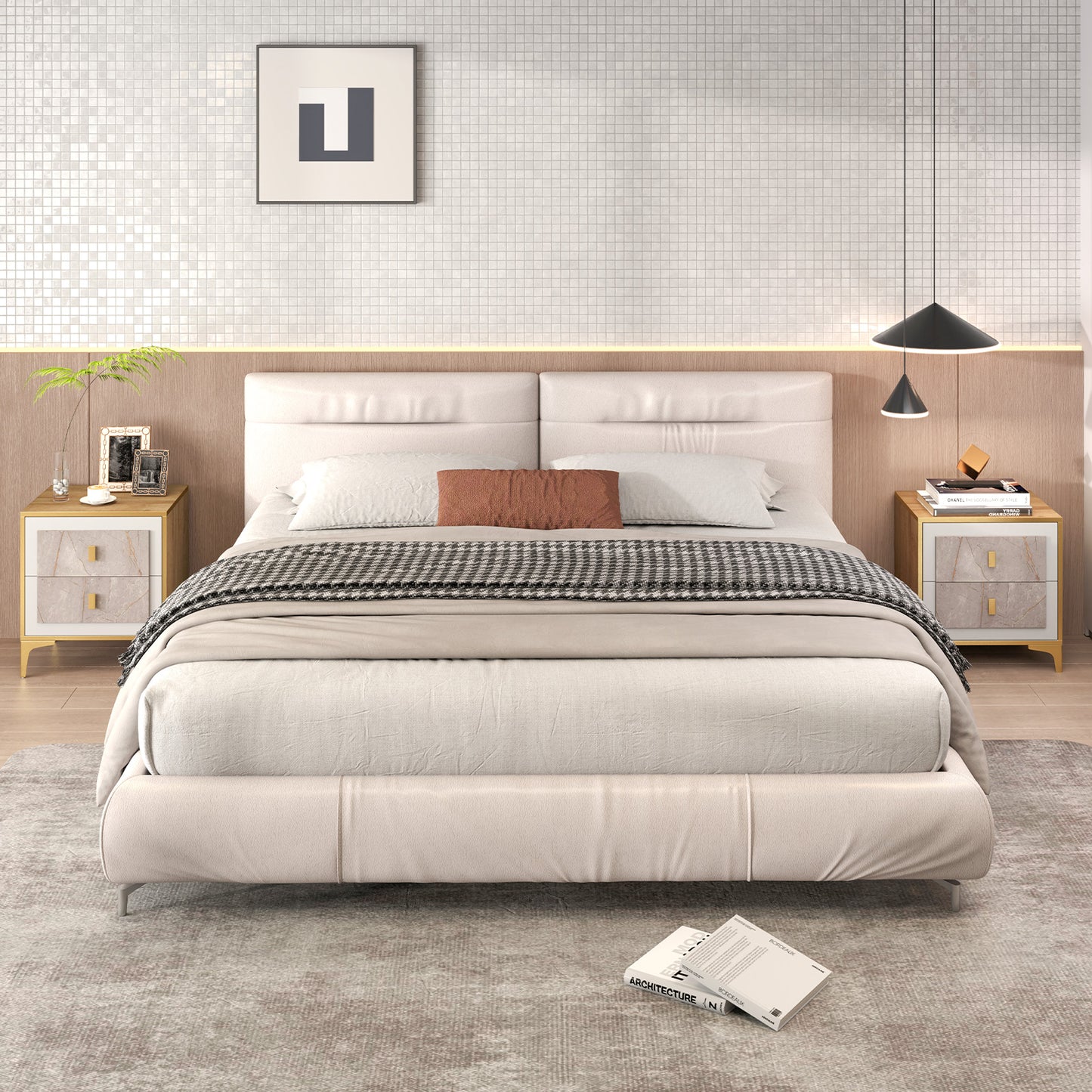 Nightstand with 2 Pull-out Drawers for Living Room Bedroom, Natural Nightstands at Gallery Canada