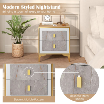 Nightstand with 2 Pull-out Drawers for Living Room Bedroom, Natural Nightstands at Gallery Canada