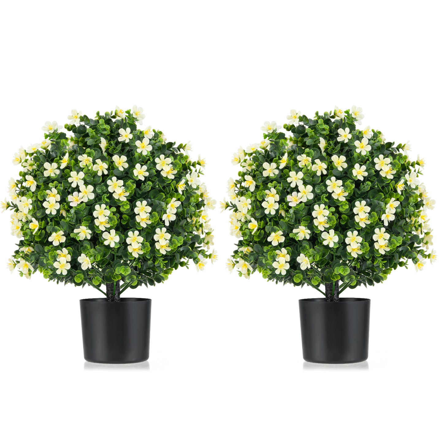 2 Pack Artificial Boxwood Topiary Ball Tree, White Faux Plants at Gallery Canada