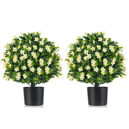 2 Pack Artificial Boxwood Topiary Ball Tree, White Faux Plants at Gallery Canada