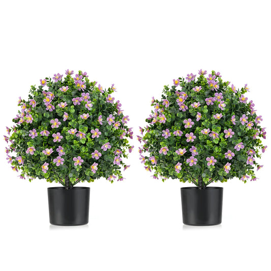 2 Pack Artificial Boxwood Topiary Ball Tree, Purple Faux Plants Purple at Gallery Canada