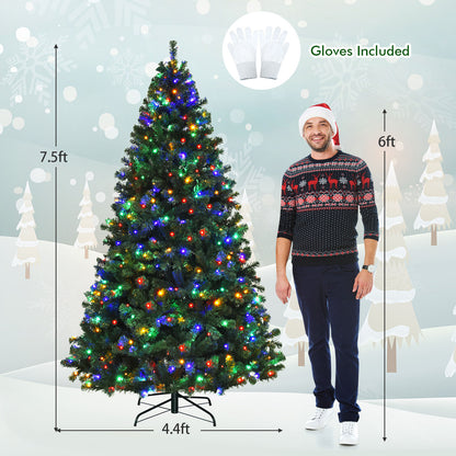 7.5 Feet Pre-Lit Artificial Spruce Christmas Tree, 550 Multicolor Lights, Green Christmas Tree at Gallery Canada