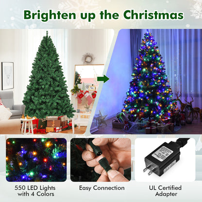 7.5 Feet Pre-Lit Artificial Spruce Christmas Tree, 550 Multicolor Lights, Green Christmas Tree at Gallery Canada