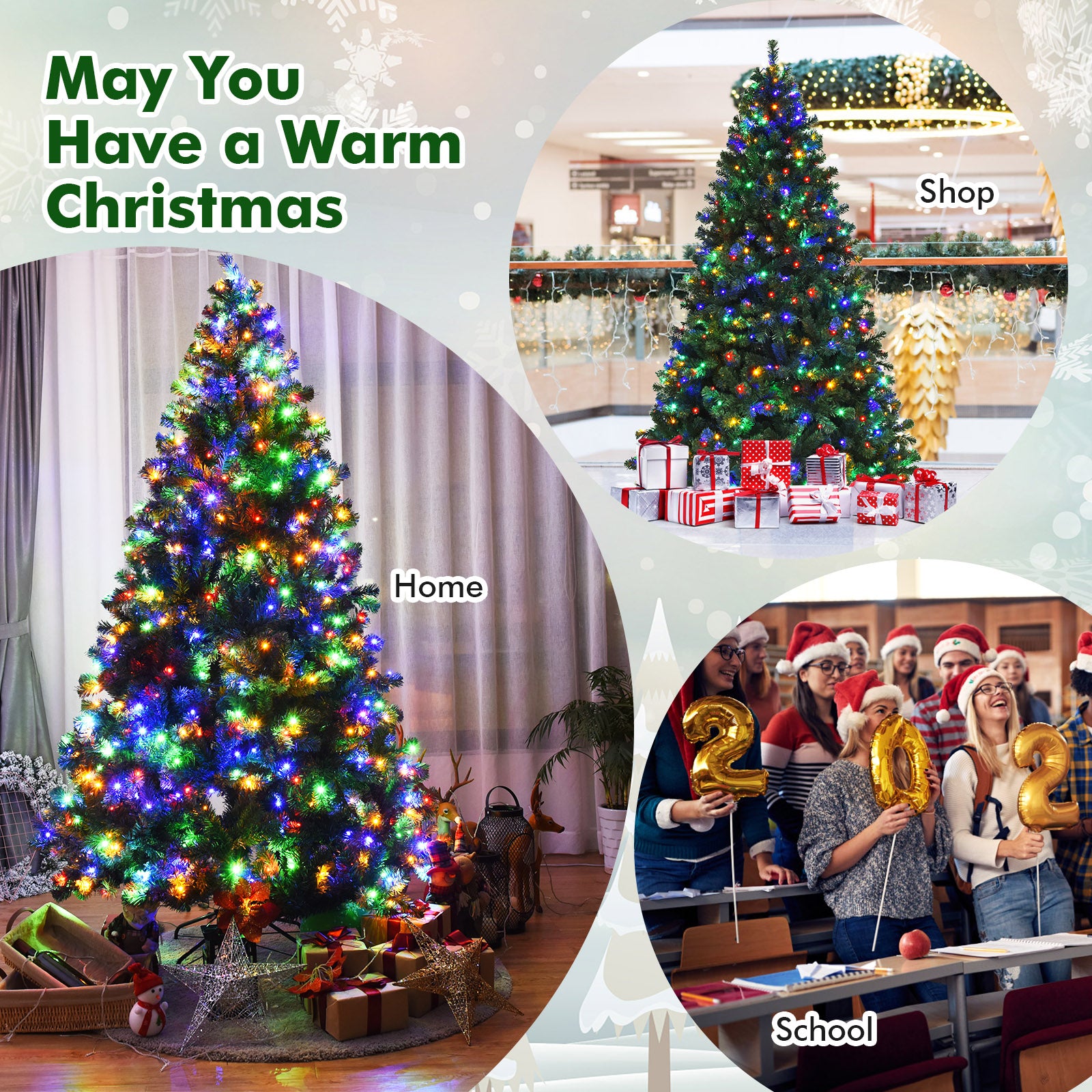 7.5 Feet Pre-Lit Artificial Spruce Christmas Tree, 550 Multicolor Lights, Green Christmas Tree at Gallery Canada