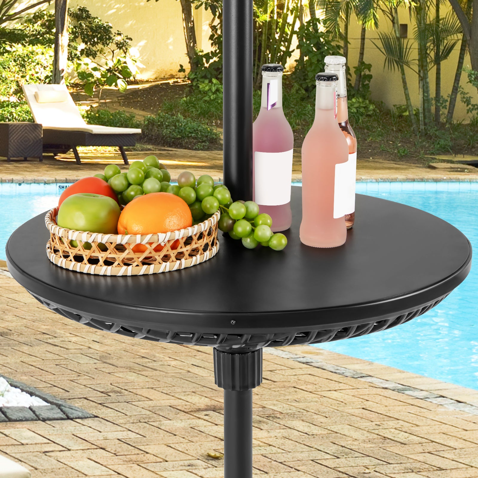 Patio Umbrella Table Tray Adjustable with Umbrella Poles, Black Outdoor Umbrella Bases at Gallery Canada