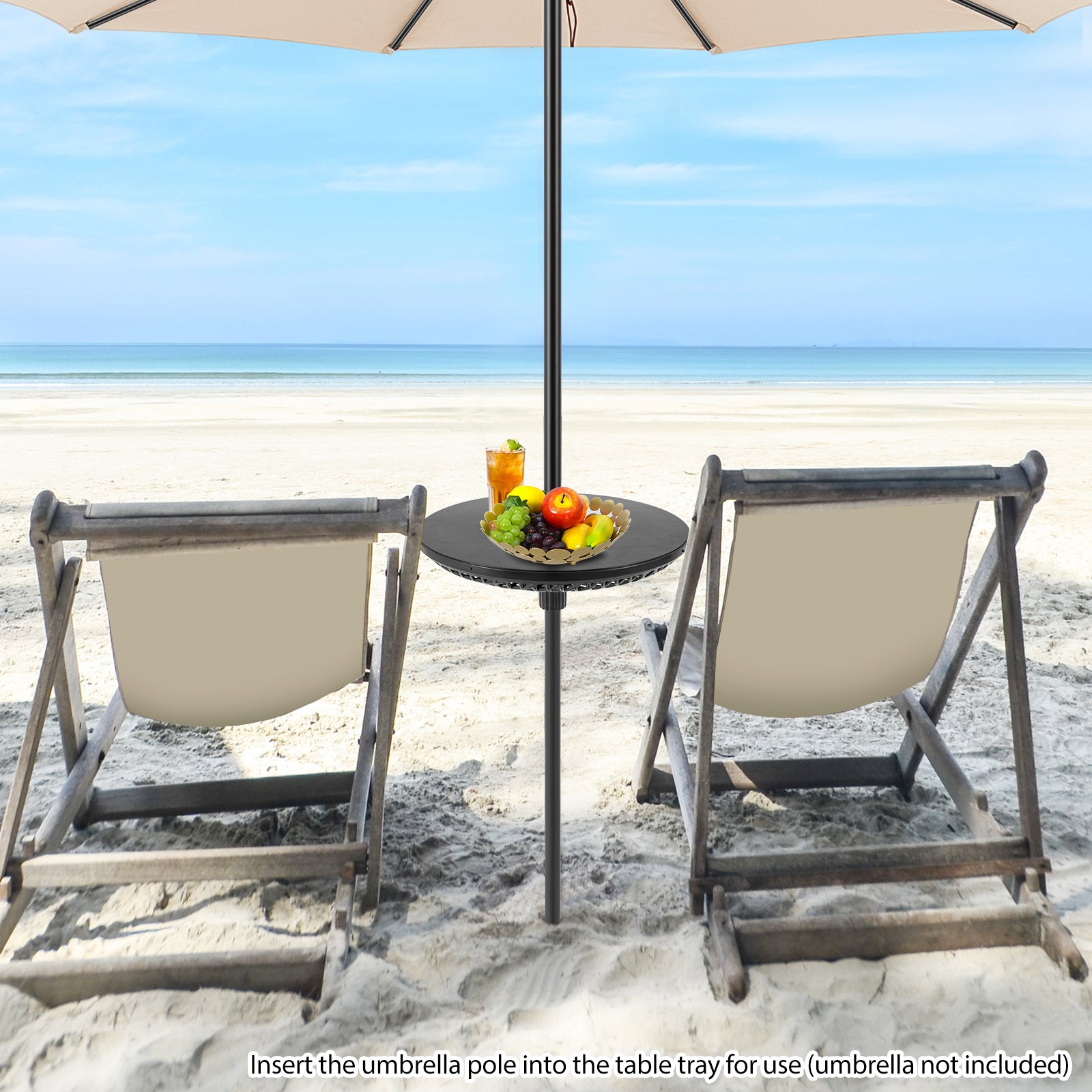 Patio Umbrella Table Tray Adjustable with Umbrella Poles, Black Outdoor Umbrella Bases at Gallery Canada