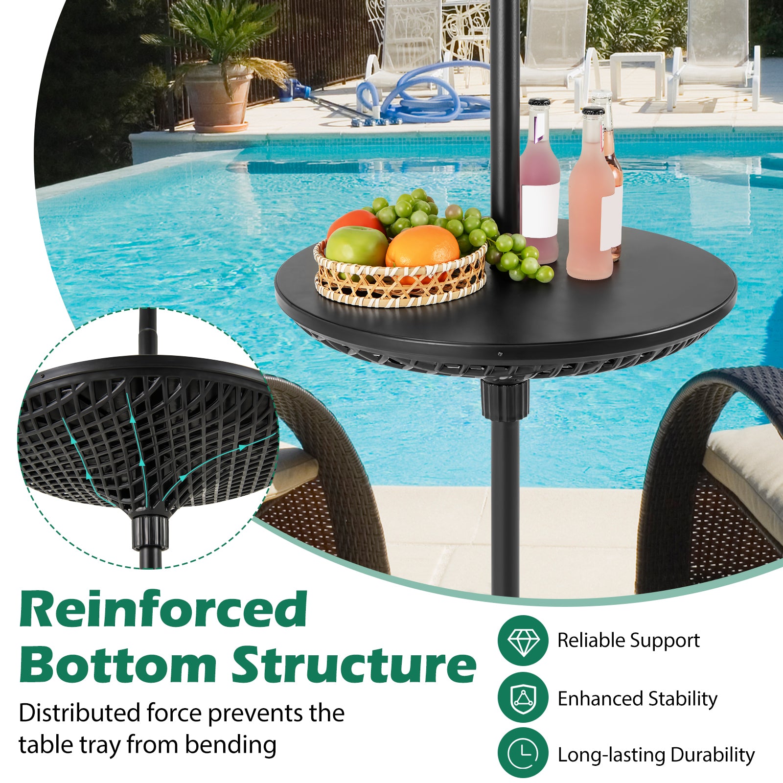 Adjustable Patio Umbrella Table Tray, Black Outdoor Umbrella Bases at Gallery Canada