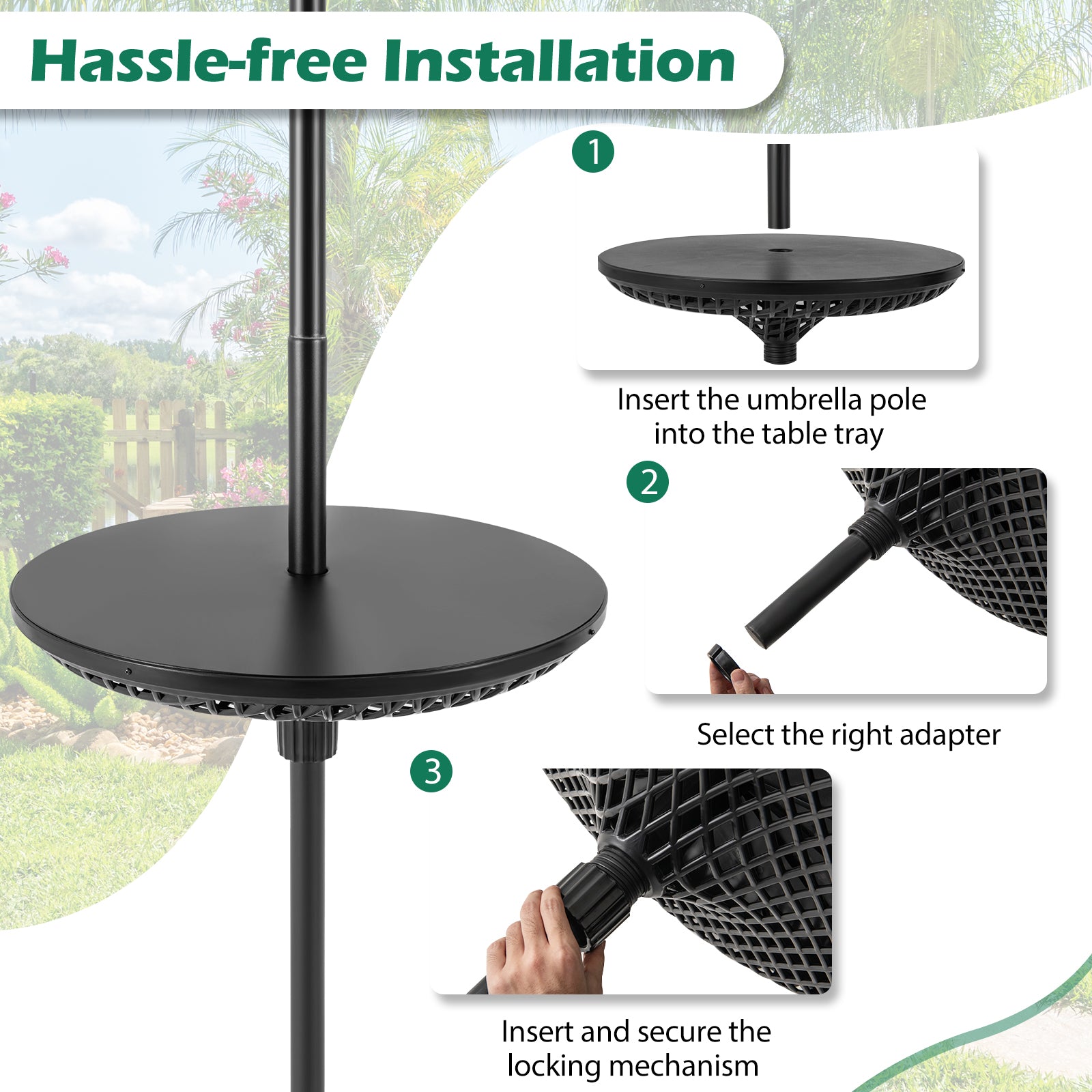 Patio Umbrella Table Tray Adjustable with Umbrella Poles, Black Outdoor Umbrella Bases at Gallery Canada