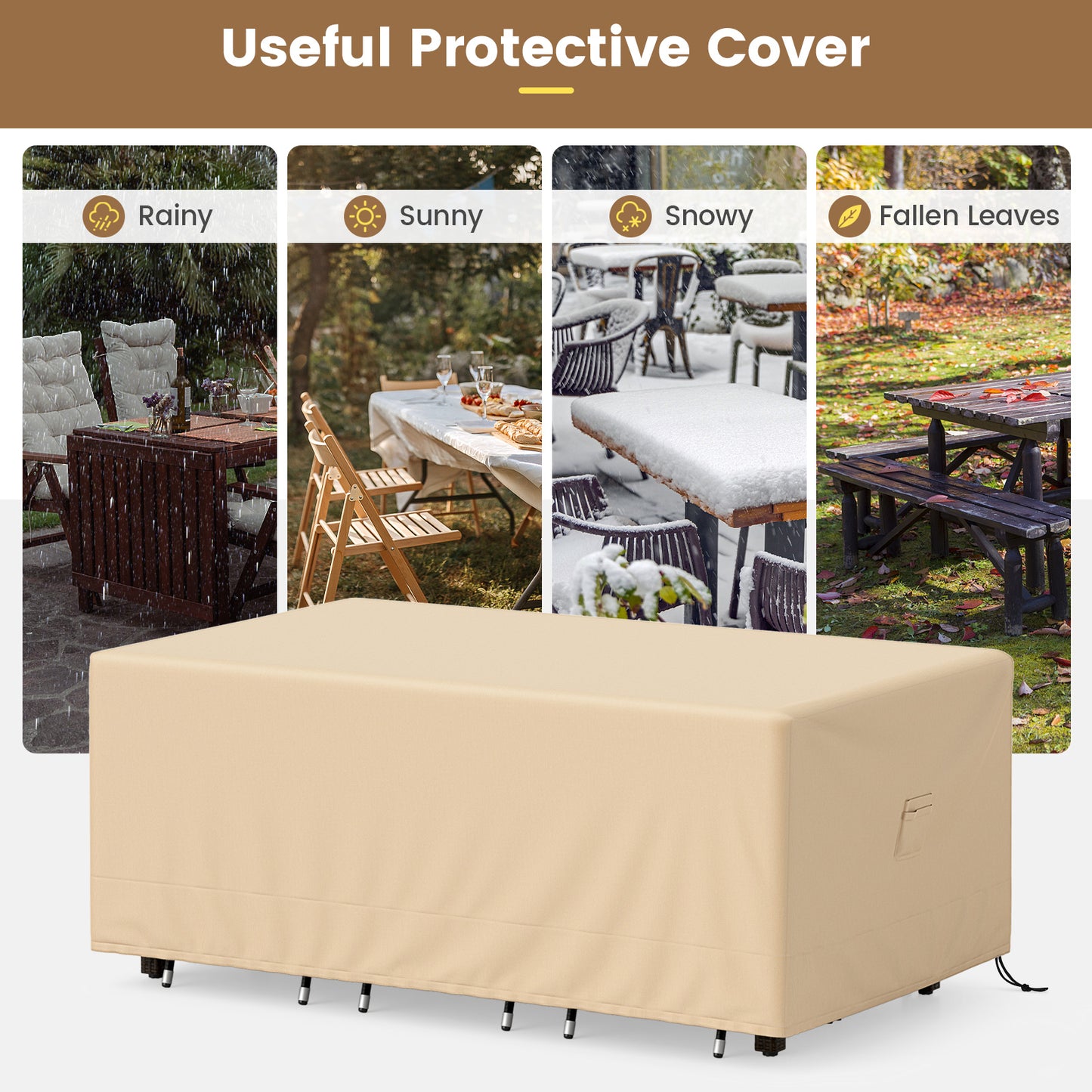 Patio Furniture Cover with Padded Handle and Click-Close Straps-90 x 50 x 32 inches, Beige Outdoor Furniture Accessories at Gallery Canada