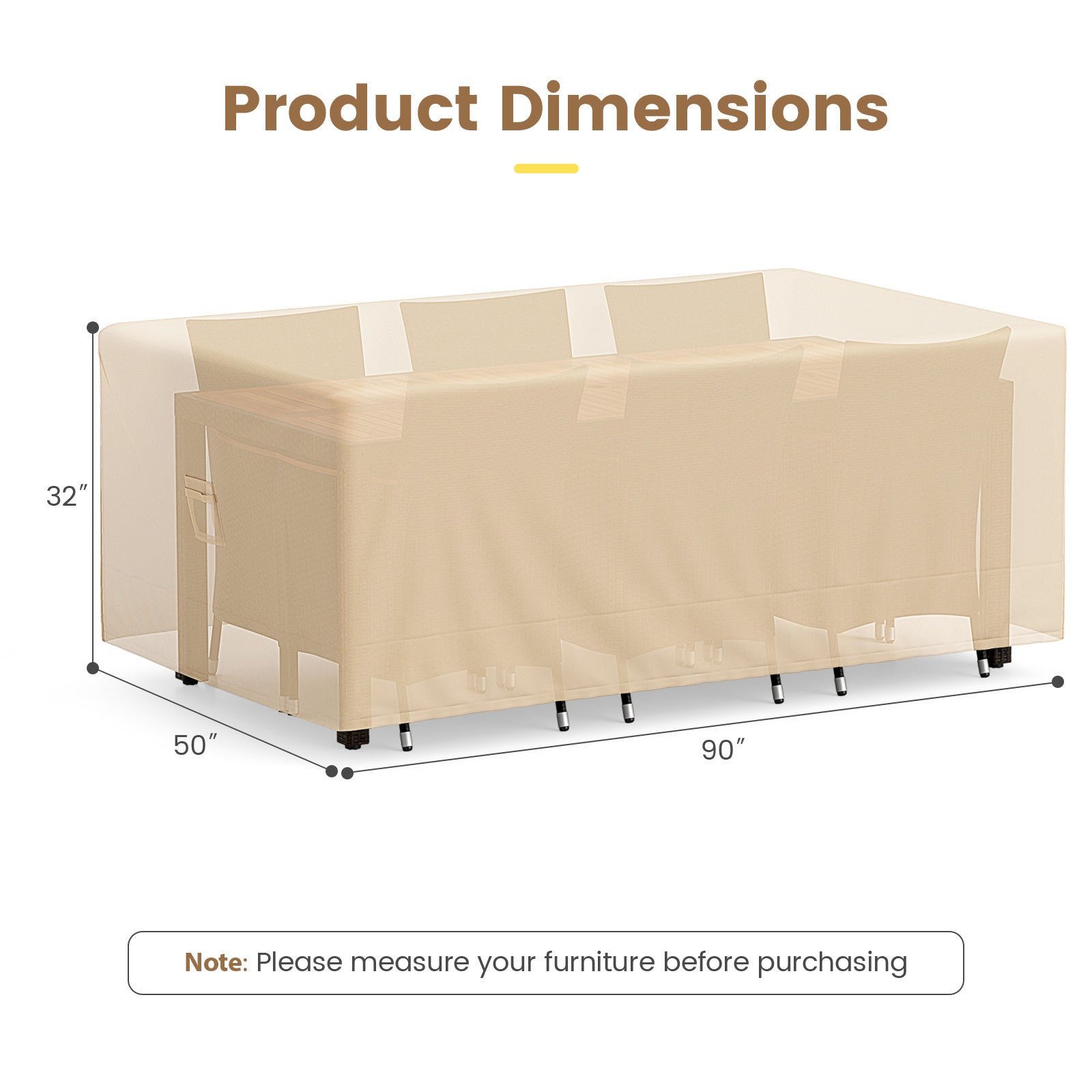 Patio Furniture Cover with Padded Handle and Click-Close Straps-90 x 50 x 32 inches, Beige Outdoor Furniture Accessories at Gallery Canada