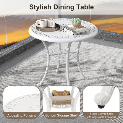 31.5 Inch Round Patio Dining Table for 4 Cast Aluminum with 2-Inch Umbrella Hole, White Patio Dining Tables at Gallery Canada