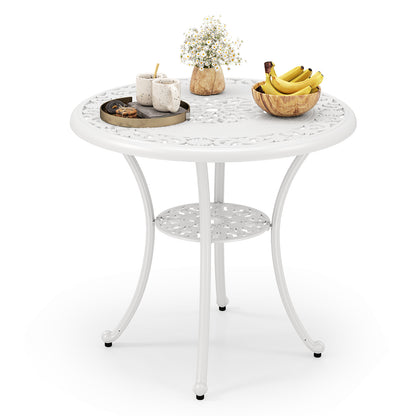 31.5 Inch Round Patio Dining Table for 4 Cast Aluminum with 2-Inch Umbrella Hole, White Patio Dining Tables at Gallery Canada