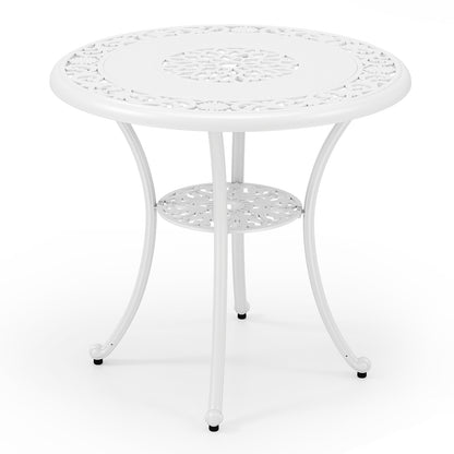 31.5 Inch Round Patio Dining Table, Cast Aluminum, White Patio Dining Tables White at Gallery Canada