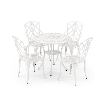 Set of 4 Cast Aluminum Patio Dining Chairs with Armrests and Decorative Patterns, White Patio Dining Chairs at Gallery Canada