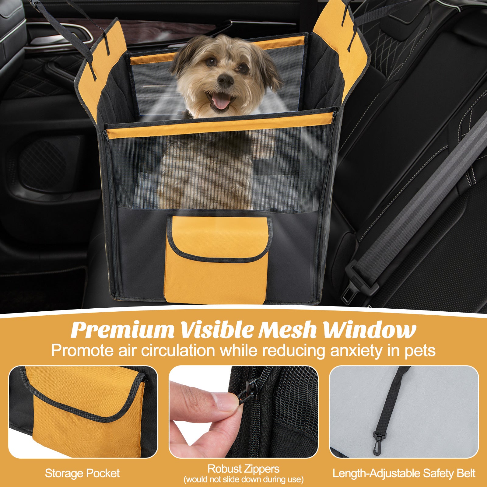 Dog Car Seat Cover with Mesh Window for Small and Medium Dogs, Black Dog Supplies at Gallery Canada