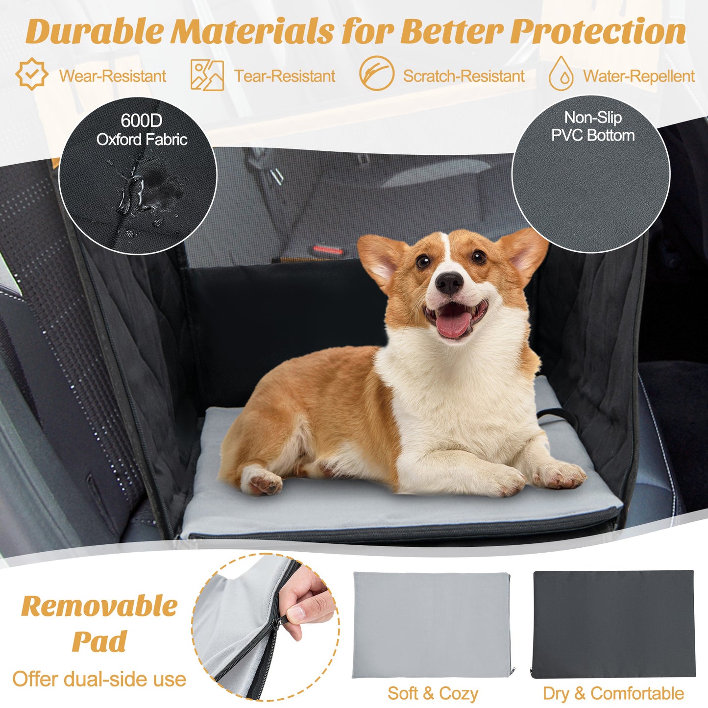 Dog Car Seat Cover with Mesh Window for Small and Medium Dogs, Black Dog Supplies at Gallery Canada