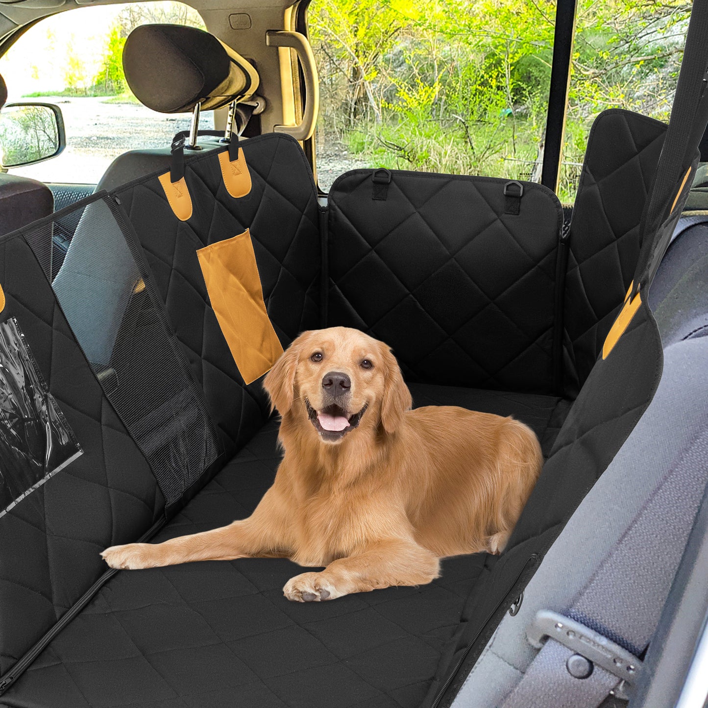 Dog Car Seat Cover Protector for Back Seat with Mesh Windows, Black Dog Supplies at Gallery Canada