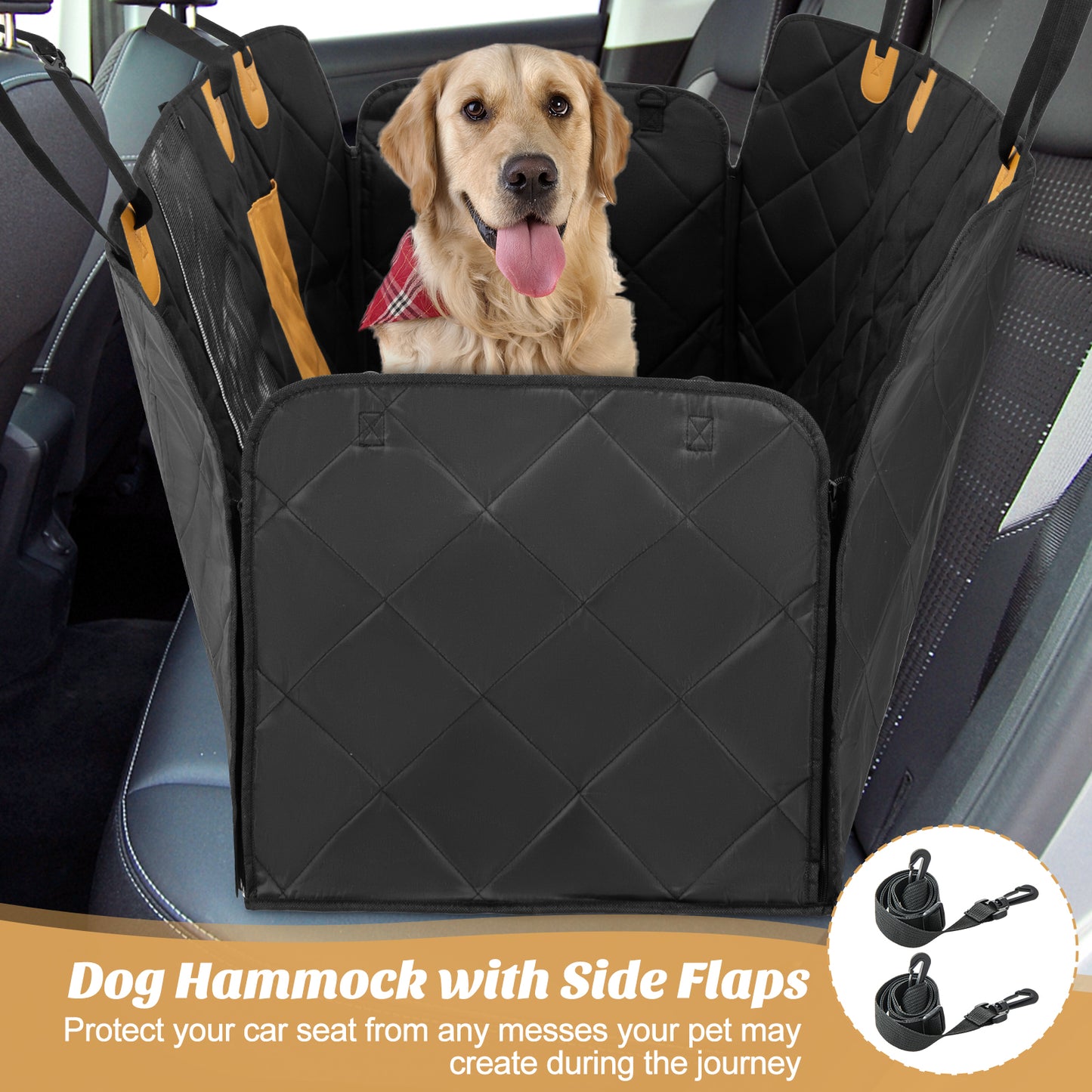 Dog Car Seat Cover Protector for Back Seat with Mesh Windows, Black Dog Supplies at Gallery Canada