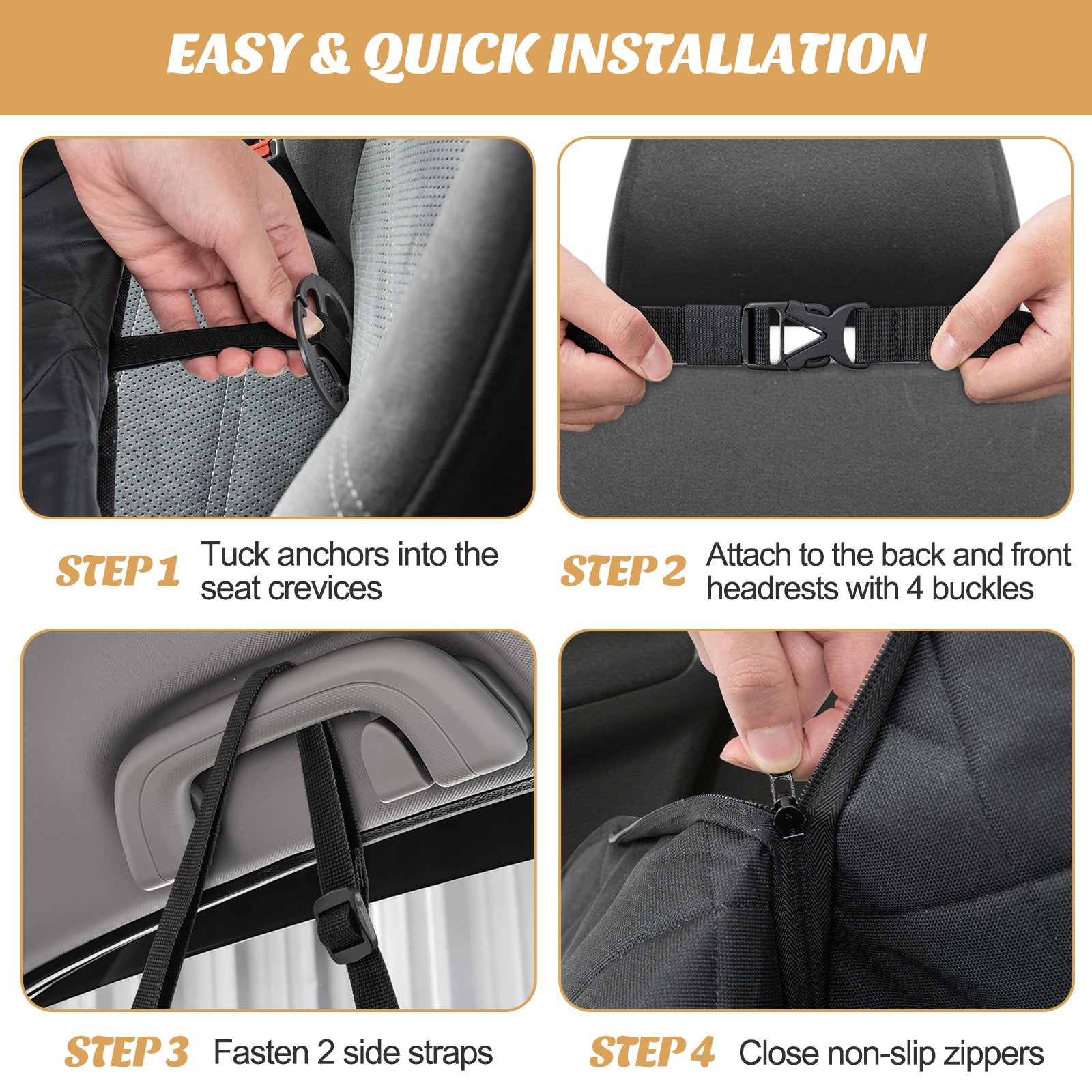 Dog Car Seat Cover Protector for Back Seat with Mesh Windows, Black Dog Supplies at Gallery Canada