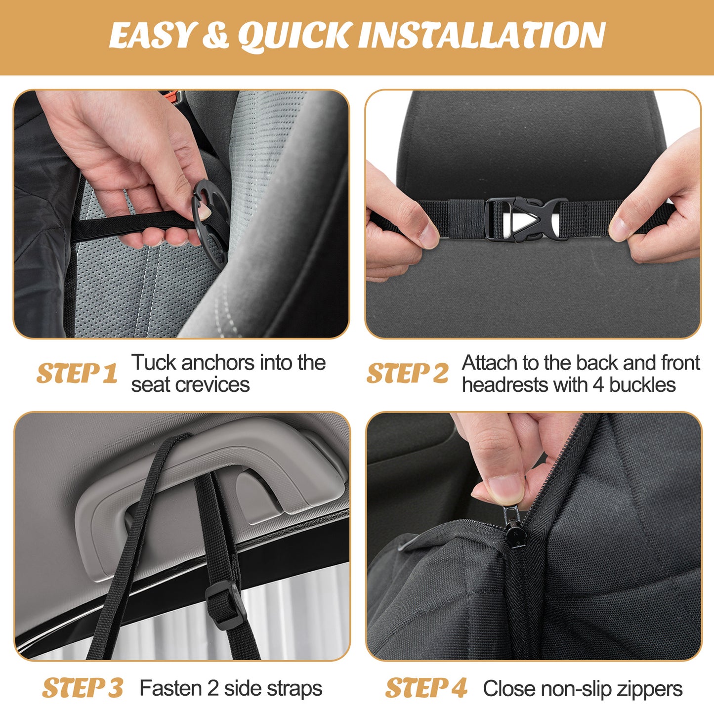 Dog Car Seat Cover Protector for Back Seat with Mesh Windows, Black Dog Supplies at Gallery Canada