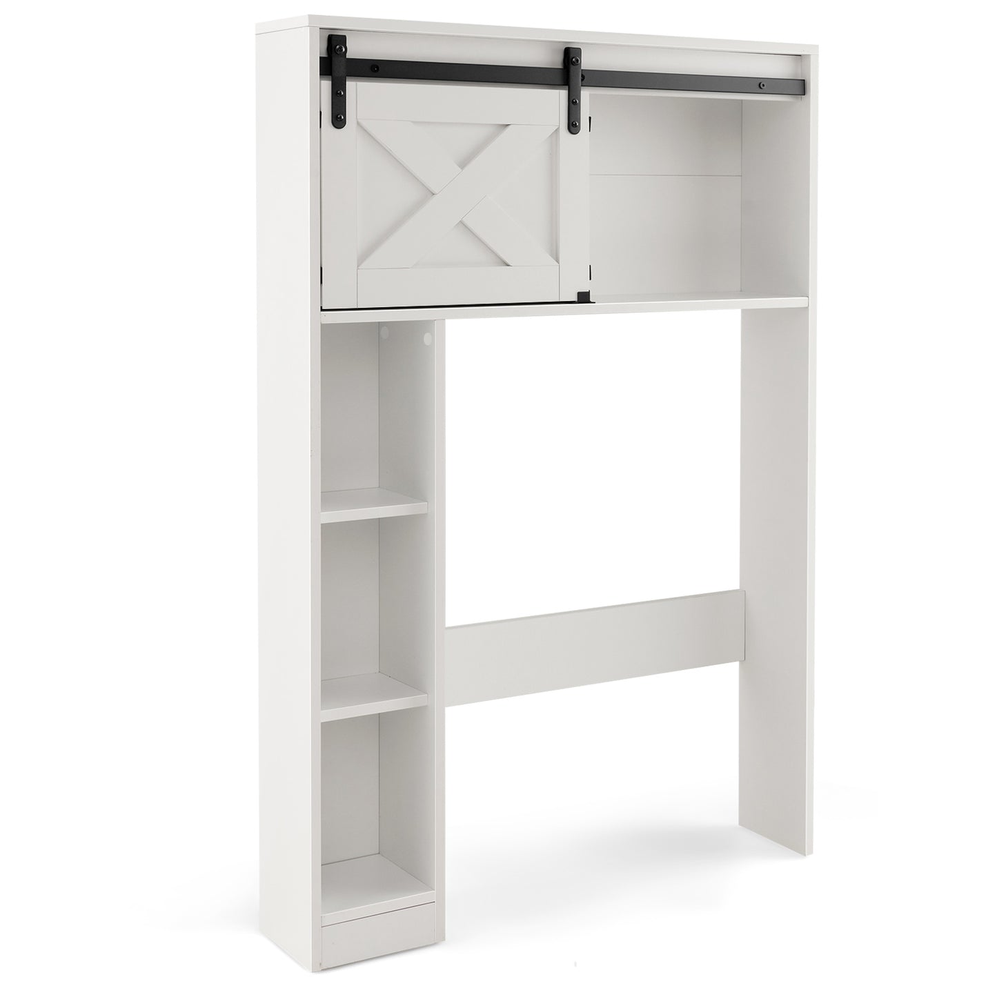 4-Tier Over The Toilet Storage Cabinet with Sliding Barn Door and Storage Shelves, White Bathroom Etagere at Gallery Canada